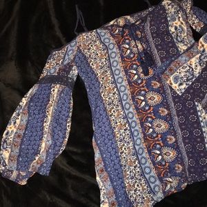 Multi-colored cold shoulder dress